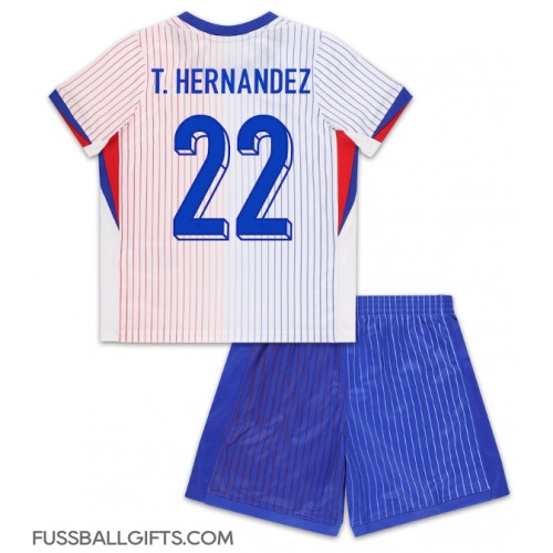 Frankreich Theo Hernandez #22 Fußballbekleidung Auswärtstrikot Kinder EM 2024 Kurzarm (+ kurze hosen)